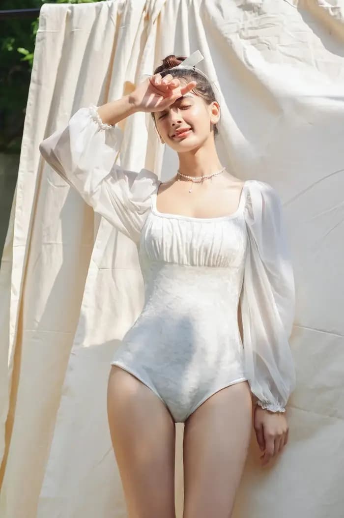 Maillot de bain une pièce pour femmes, tenue de plage, trempée, grande taille, style japonais coréen avec jupe, dos nu, sexy, bulle