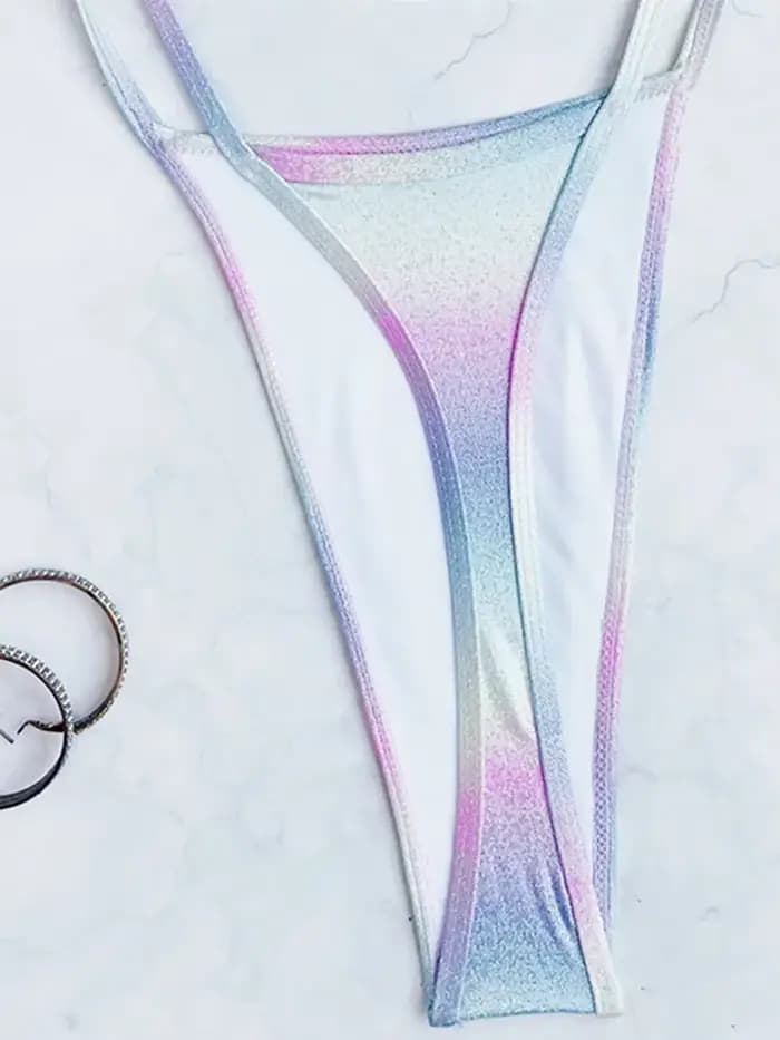 Maillot de bain une pièce, nickel é brillant, coupe haute, mini, micro string, monokini, dos nu, pour femmes