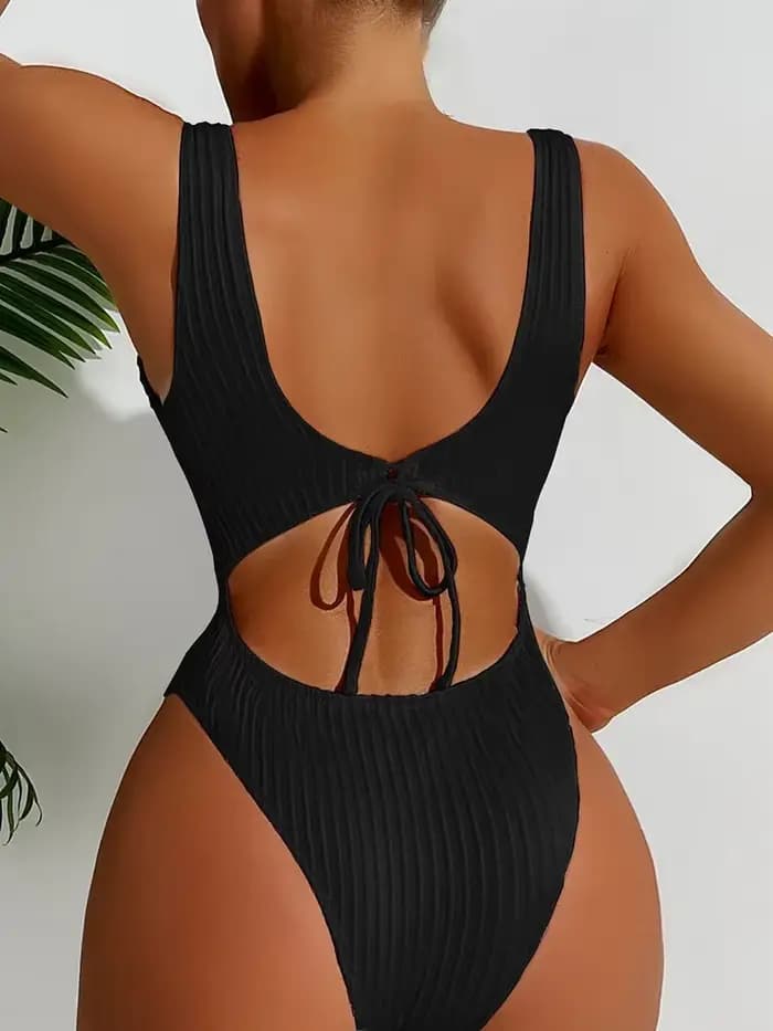 Maillot de bain une pièce noir blanc, sexy, dos nu, culotte taille haute, pour femmes, vêtements de plage, monokini, 2025
