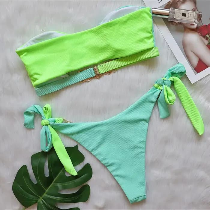 Luxuryt BanRibBikini-Maillot de bain en biscuits découpé pour femme