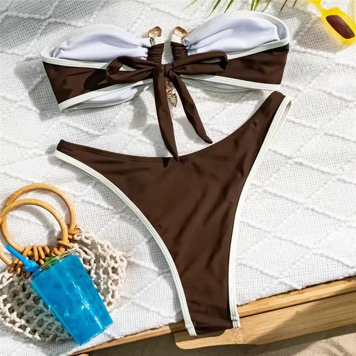 Ensembles de bikinis bandeau marron 2026