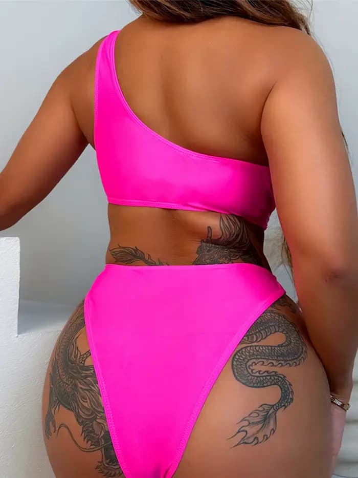 Maillot de bain asymétrique une pièce pour femme, découpé, une initié, épissage, taille haute, rembourré, baigneur, bain trempé, K5127