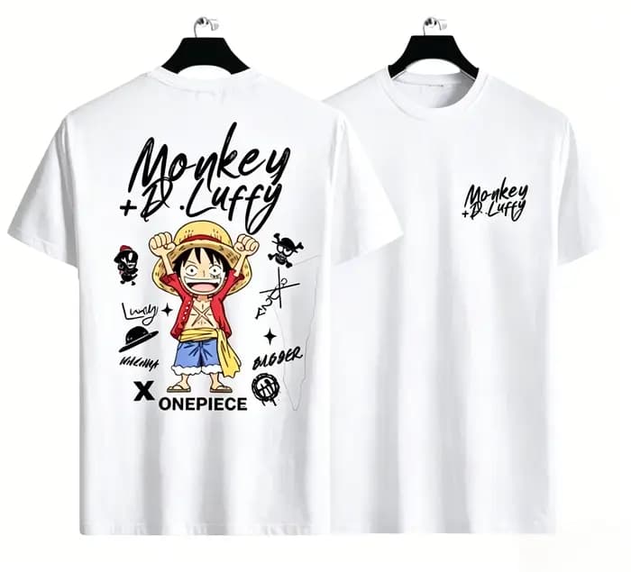 T-shirt One Piece Luffy, motif anime, pur coton, respirant, T-shirt blanc tendance, vêtements de rue décontractés pour hommes, Harajuku s