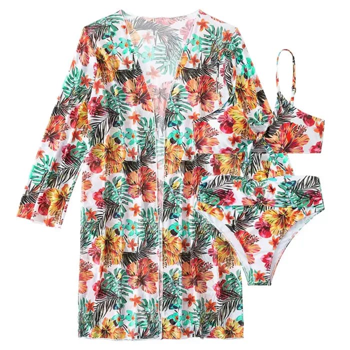Maillot de bain en maille à imprimé floral pour femmes