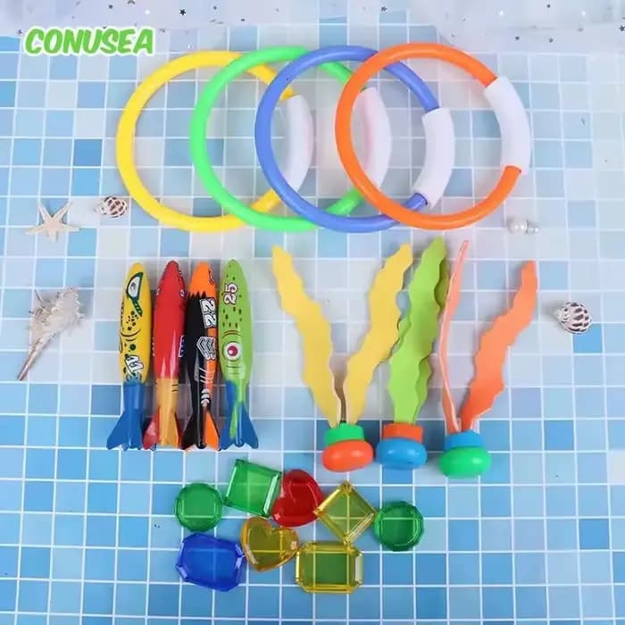 Ensemble de jouets de plongée pour piscine, chasse au trésor, torpille, poisson, anneaux d'eau, plantes, dauphin, bouée, jouets de plongée pour enfants, cadeaux d'anniversaire