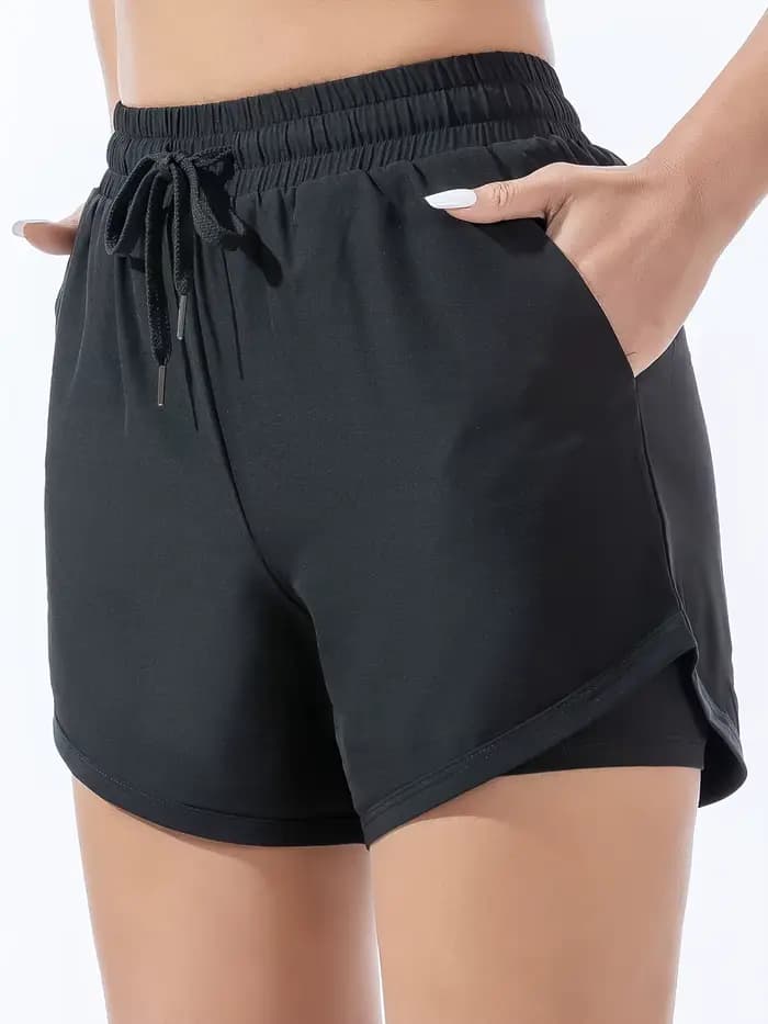 Shorts de sport pour femmes, séchage rapide, taille haute, effet push-up, 2-en-1, pour la course, l'entraînement et le yoga