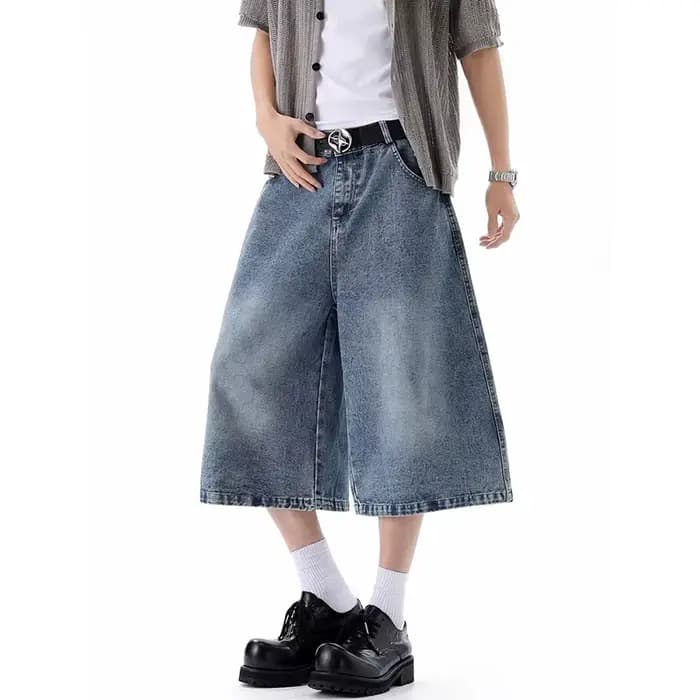 Shorts en jean bleu pour homme, style Y2K, esthétique Harajuku, broderie vintage, shorts de cowboy, vêtements trashy des années 2000