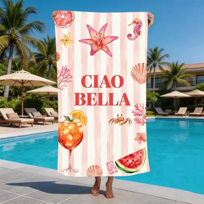 Serviette de plage italienne en microfibre Côte d'Amalfi