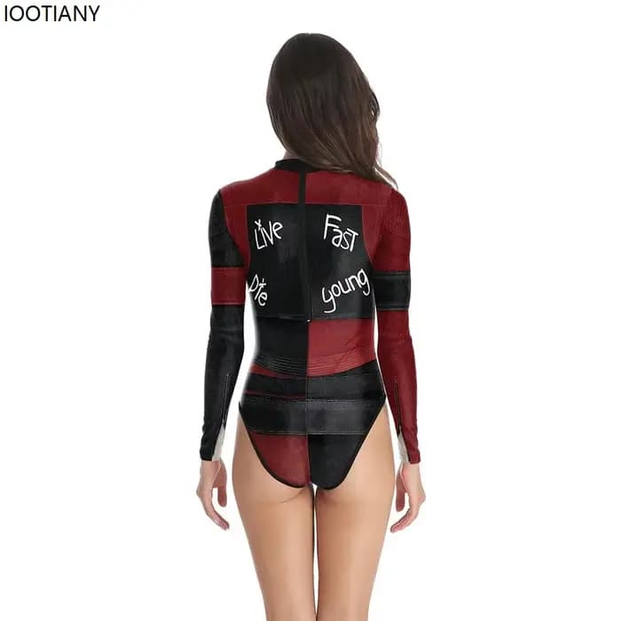 Iwing TIANY-Maillot de bain une pièce imprimé policière pour femme, manches longues, vêtements de plage décontractés, maillots de bain sexy, maillots de bain moulants, été