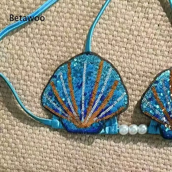 Ensemble de bikini halter brodé de coquillages pour femme Betawoo