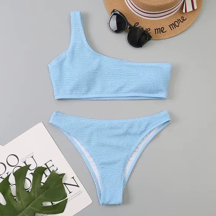 Micro Bikini blanc 2024 Biquini brésilien une épaule string maillot de bain femmes coupe haute