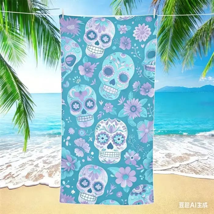 Serviette de plage en microfibre Sugar Skull
