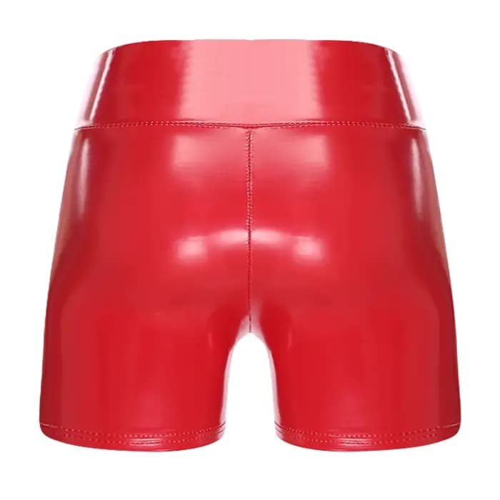 Shorts en PU effet mouillé pour femmes
