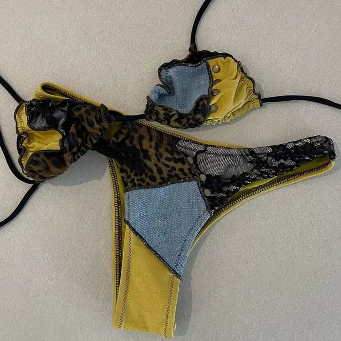 Maillot de bain Sexy col en V Bikini licou maillots