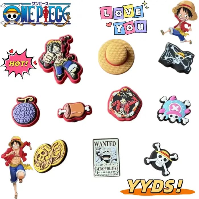 Breloques de chaussures créatives One Piece Luffy Tony Tony Chopper Nika aux cheveux blancs, décorations de chaussures de personnage de dessin animé, boucle de chaussure, cadeau