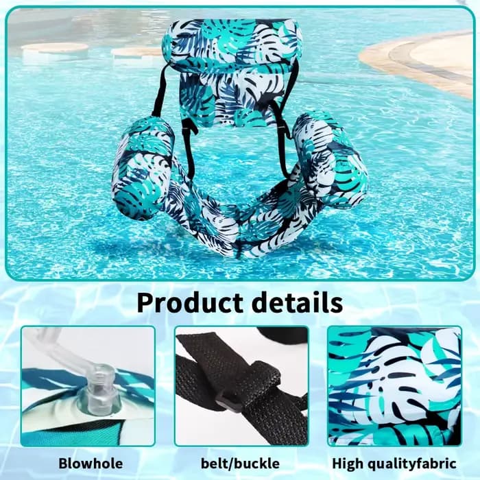 Chaise longue gonflable à imprimé tropical avec dossier