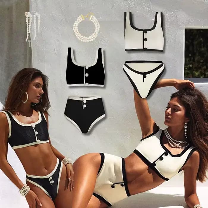 Ensemble bikini sexy noir et blanc