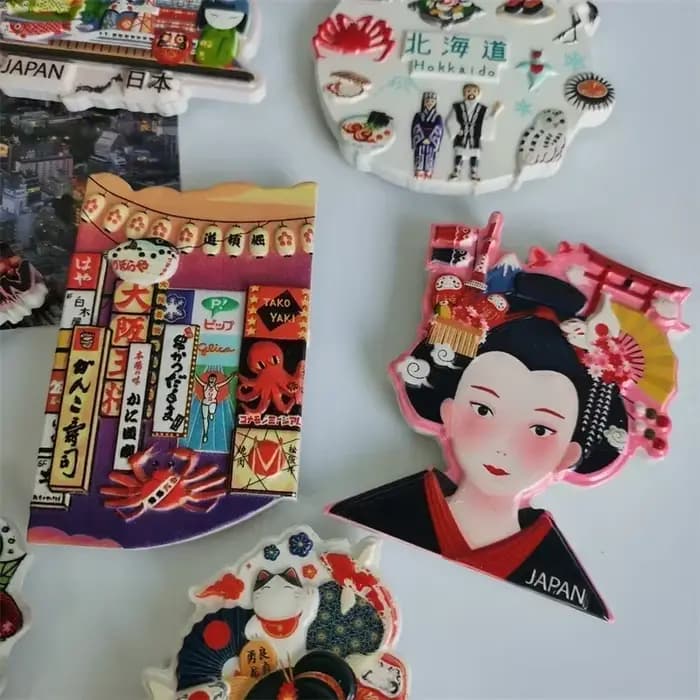 Aimants de réfrigérateur japonais Souvenir de voyage japonais Koi japon Musume Osaka décoration de la maison résine réfrigérateur aimants Collection cadeaux