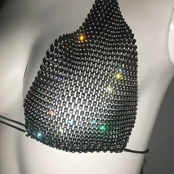 Résille paillettes strass Bikini ensemble femmes maillot de bain maille maillots