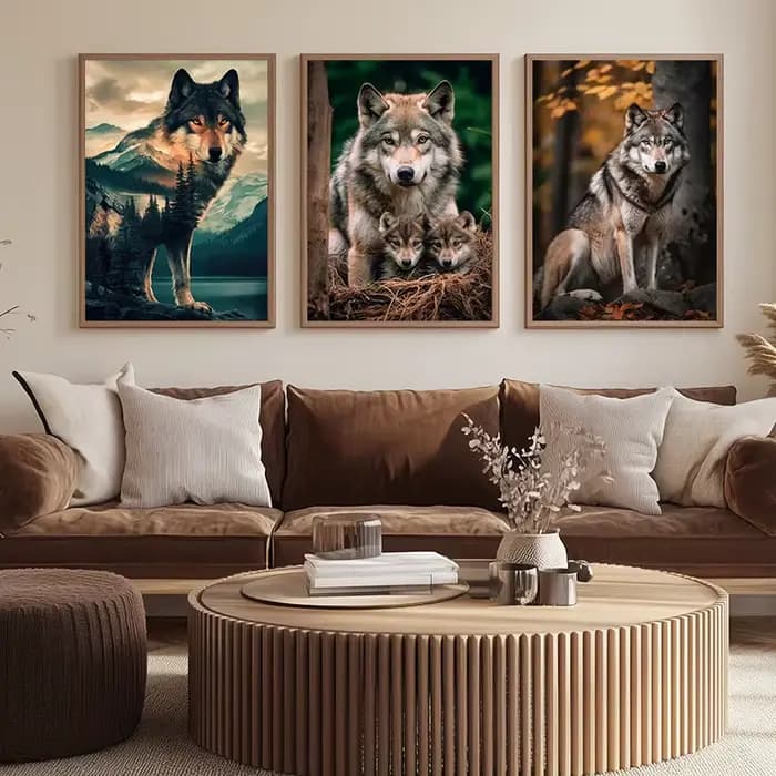 Affiches classiques sur toile de l'animal sauvage de la forêt, loup, bête féroce, peinture sur toile, image d'art murale pour salon, décoration de la maison, cadeaux