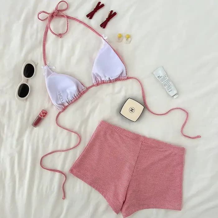 Maillot de bain tankini à carreaux 2026 pour femme