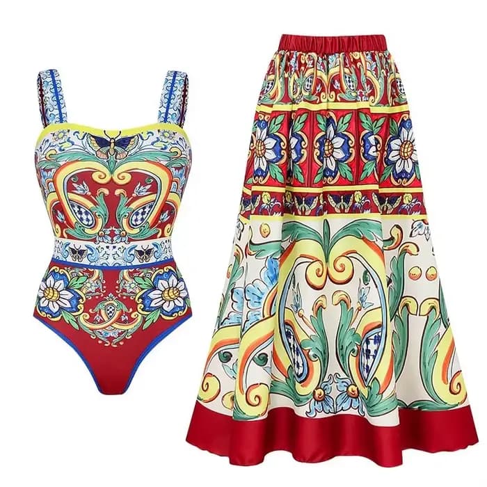Maillot de bain une pièce imprimé à motif Vintage