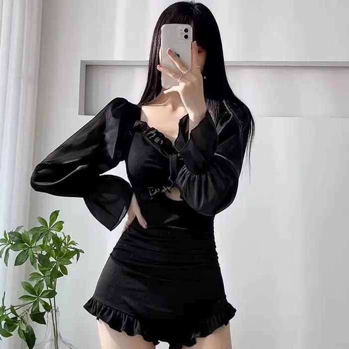 Nouveau maillot de bain à manches longues pour femmes minceur et trempage conservateur dans les sources chaudes une