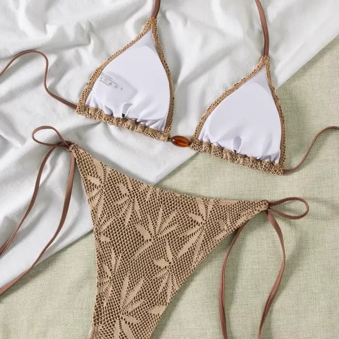 Maillot de bain deux pièces en tissu texturé pour femmes