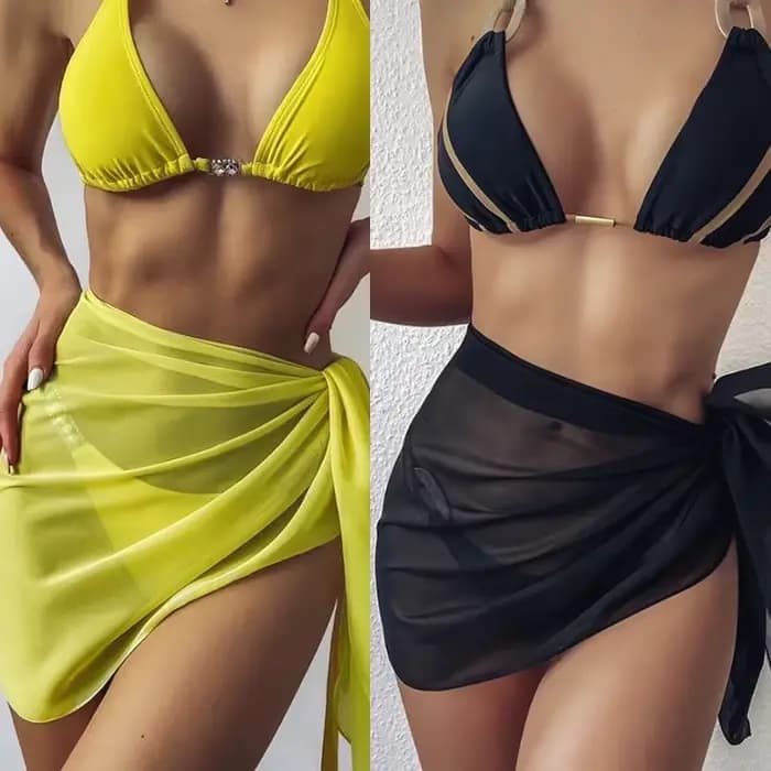 Parbones-Robe de plage transparente en mousseline de soie pour femme