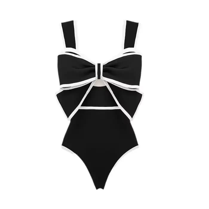 Maillot de bain une pièce noir et blanc pour femme