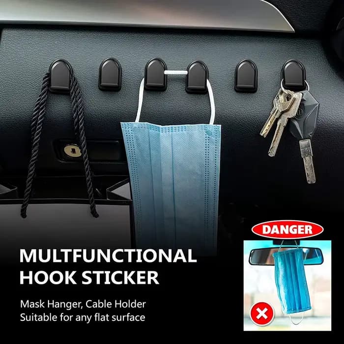Mini crochets de voiture, support de rangement intérieur pour câble USB, clé d'écouteurs, crochet mural auto-adhésif pour tableau de bord, accessoires automobiles