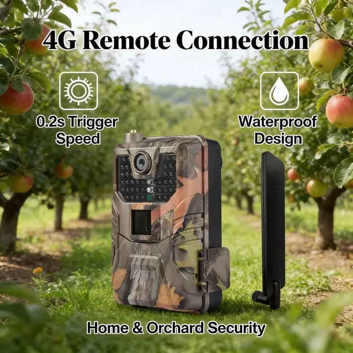 Caméra de chasse 4G 120MP 4K avec application, diffusion en direct 4K, service cloud GRATUIT, pièges photo pour la chasse, caméras de surveillance de la faune, vision nocturne HC900PRO