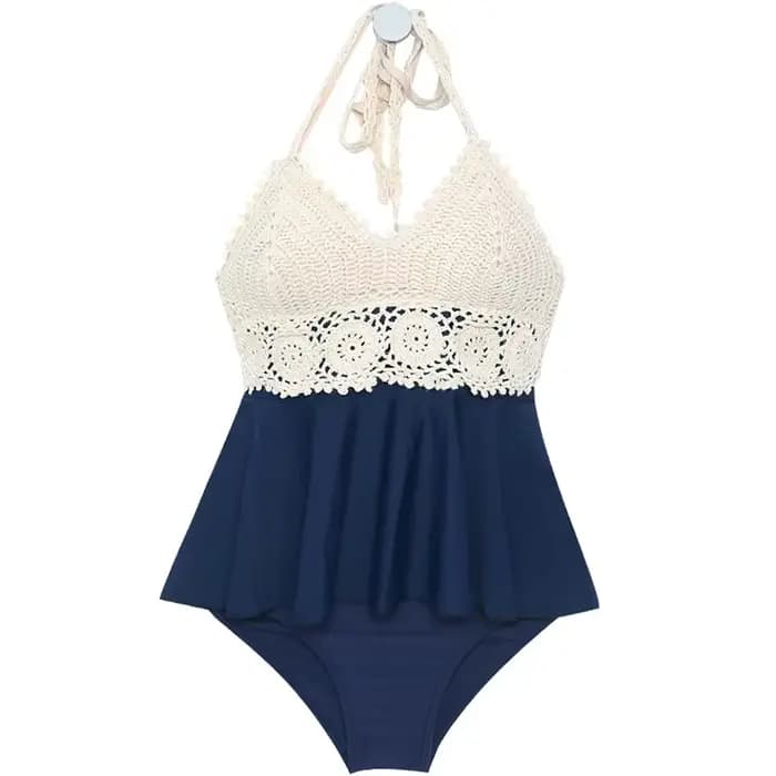 Femmes tricoté Tankinis ensembles taille haute Bikini ensemble à la main Crochet Bikinis natation maillot de bain
