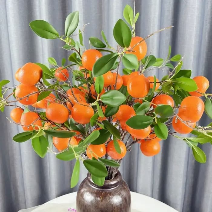 Branche d'Orange Artificielle Feuilles Vertes Luxe Faux Fruit d'Orange Simulation Arbre Fruitier Élégant Réaliste Fruits d'Orange Artificiels