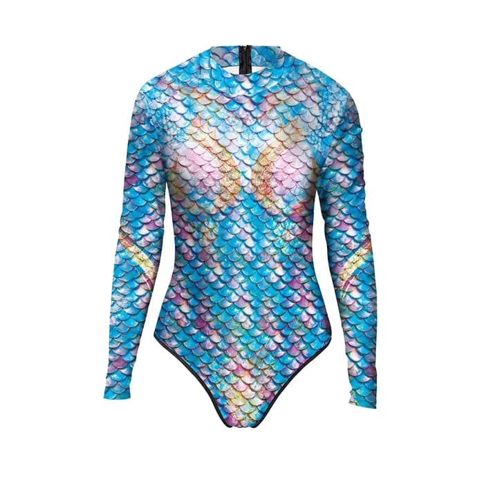 Nadanbao 2025 nouveau printemps été une pièce maillot de bain écailles de poisson impression à manches longues sirène