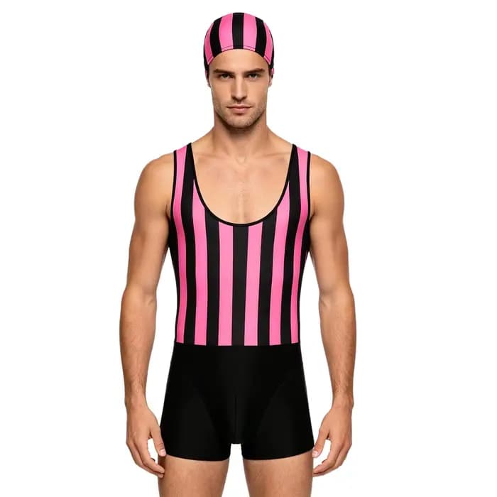 Maillot de bain de course rayé arc-en-ciel pour hommes