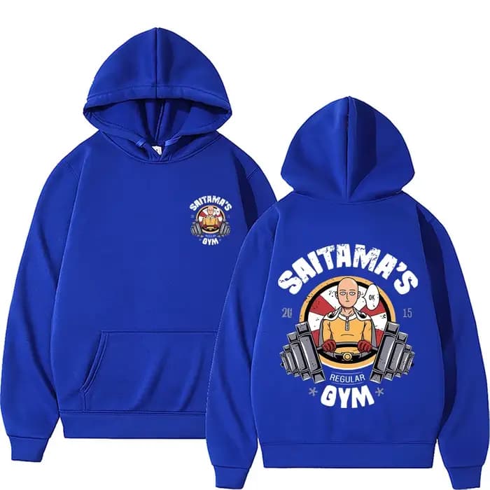 Anime One Punch Man Saitama Saitama's Gym drôle Meme sweat à capuche hommes femmes décontracté polaire sweat à capuche en coton hommes surdimensionné sweat