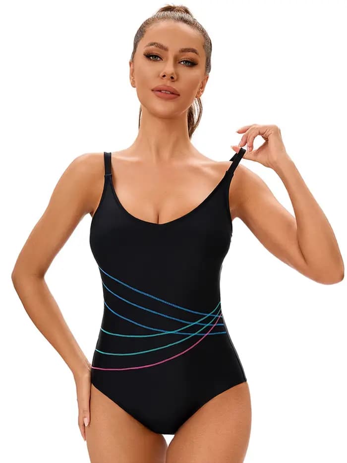 Nouveau Maillot de Bain Sportif Rayé 2026 pour Femme