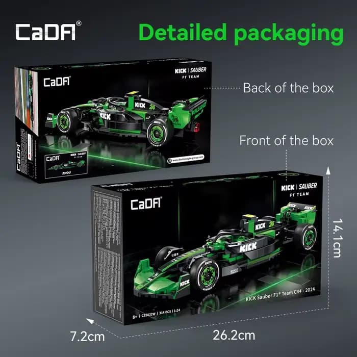 CaDA 2024 MOC Sauber F1 Team C44 formule 1 (F1) voiture de course blocs de construction de voiture de sport cadeau de vacances jouet de bloc de construction pour enfants