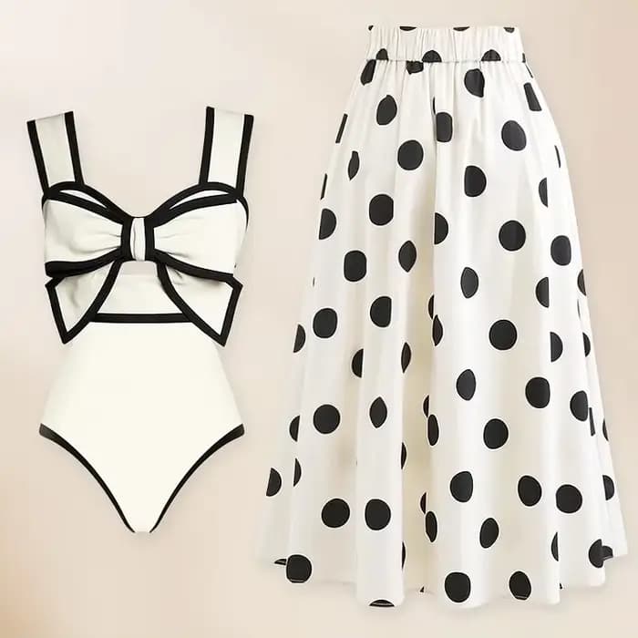 Maillot de bain une pièce noir et blanc pour femme