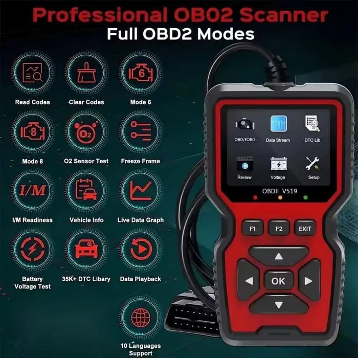 V519 Scanner OBD2 Professionnel, Outil de Diagnostic Automobile USB, Données en Temps Réel, Prêt pour I/M, Lecture et Suppression des Codes de Défaut du Moteur pour la Plupart des Véhicules
