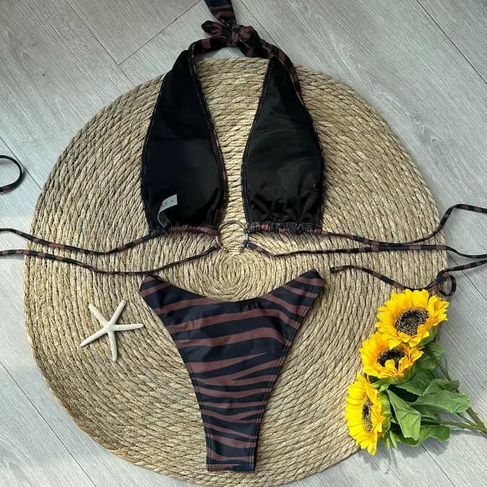Maillot de bain brésilien pour femmes, bikini sexy, col licou, micro, ensemble deux pièces, patchwork, vêtements de plage, 2024