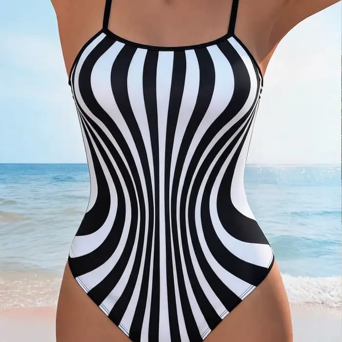 Maillot de bain une pièce imprimé zèbre pour les vacances à la plage, cintrant la taille, sexy, en tissu polyester à séchage rapide, sans manches, pour femme