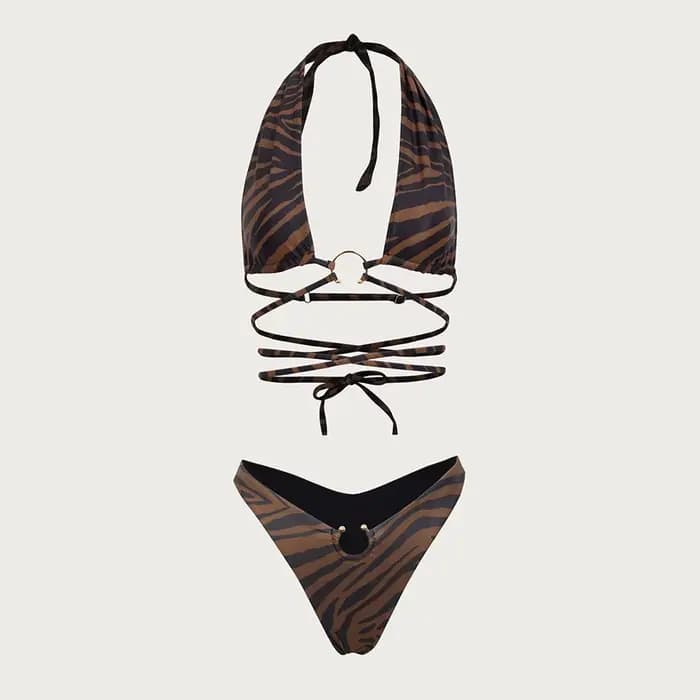 Maillot de bain brésilien pour femmes, bikini sexy, col licou, micro, ensemble deux pièces, patchwork, vêtements de plage, 2024