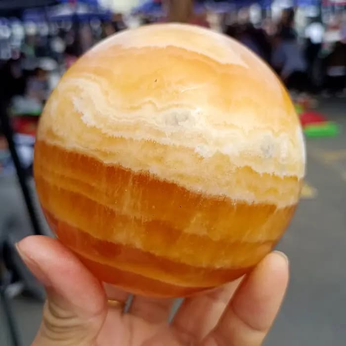 Boule de pierre naturelle orange MSI, boule de cristal de quartz jaune, guérison napReiki, démagnétisation, boule de calcite orange