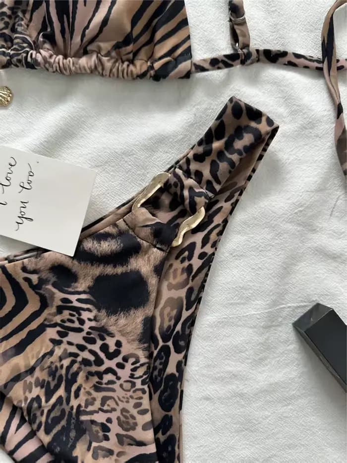 Maillot de bain bikini brésilien léopard pour femme