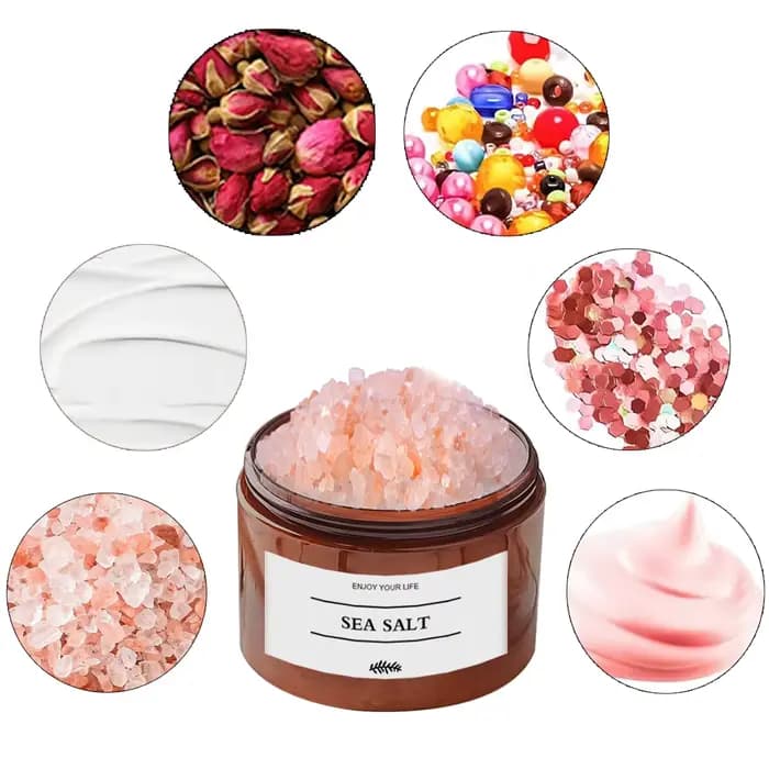 Conteneur de stockage de sel de bain, masque capillaire ambre réutilisable, boîte distributrice de gommage corporel au sel de mer, étui de sel de douche de salle de bains