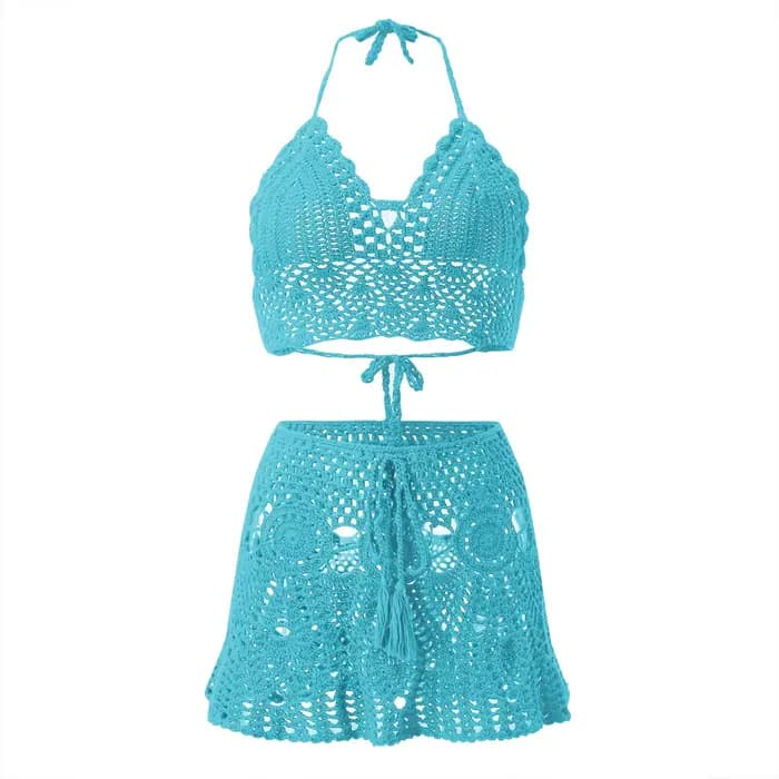 Ensembles de bikini deux pièces évidés au crochet pour adolescents
