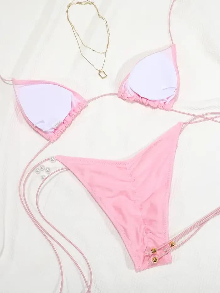 Rinabe Bikini rose, maillots de bain triangle bandage