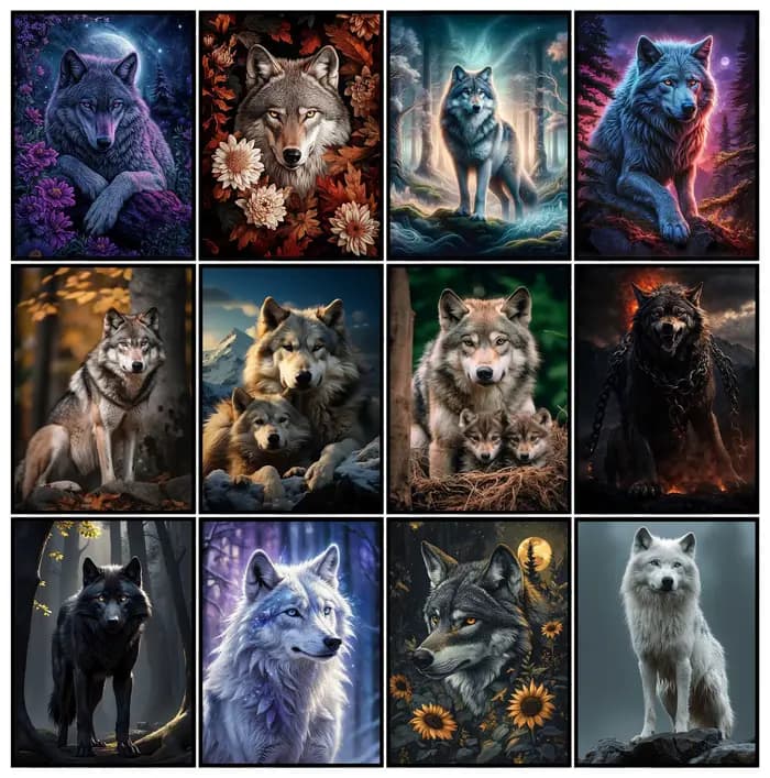 Affiches classiques de la forêt, Animal sauvage, loup, bête féroce, imprimés, peinture sur toile, tableau d'art mural, décoration de maison pour salon